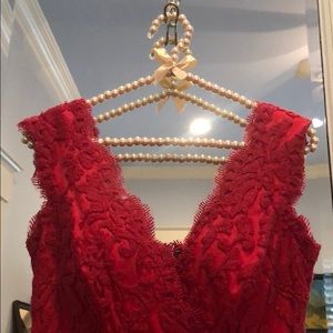 Classic red dress with good cleavage!